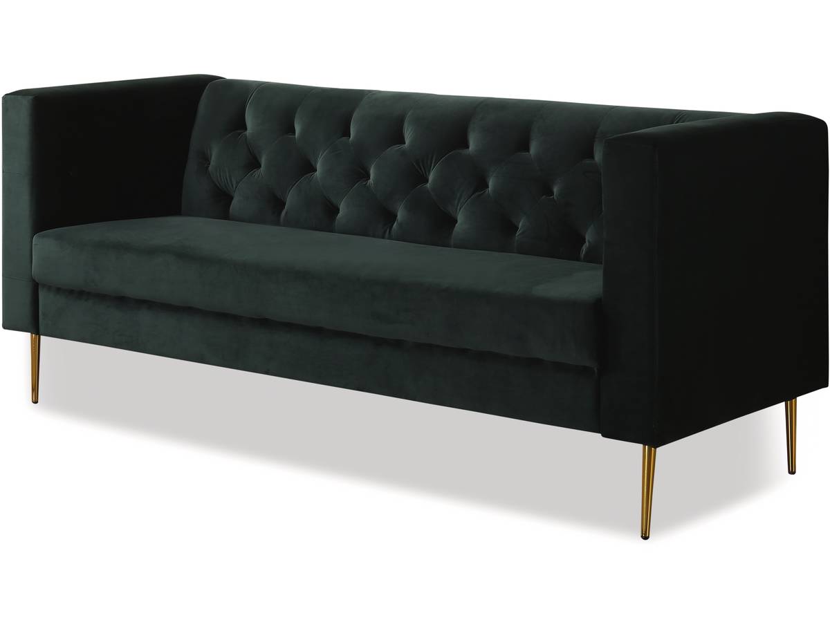 foto del prodotto divano fisso in velluto quot bruce quot 196 x 76 x 82 cm 3 posti a sedere verde scuro