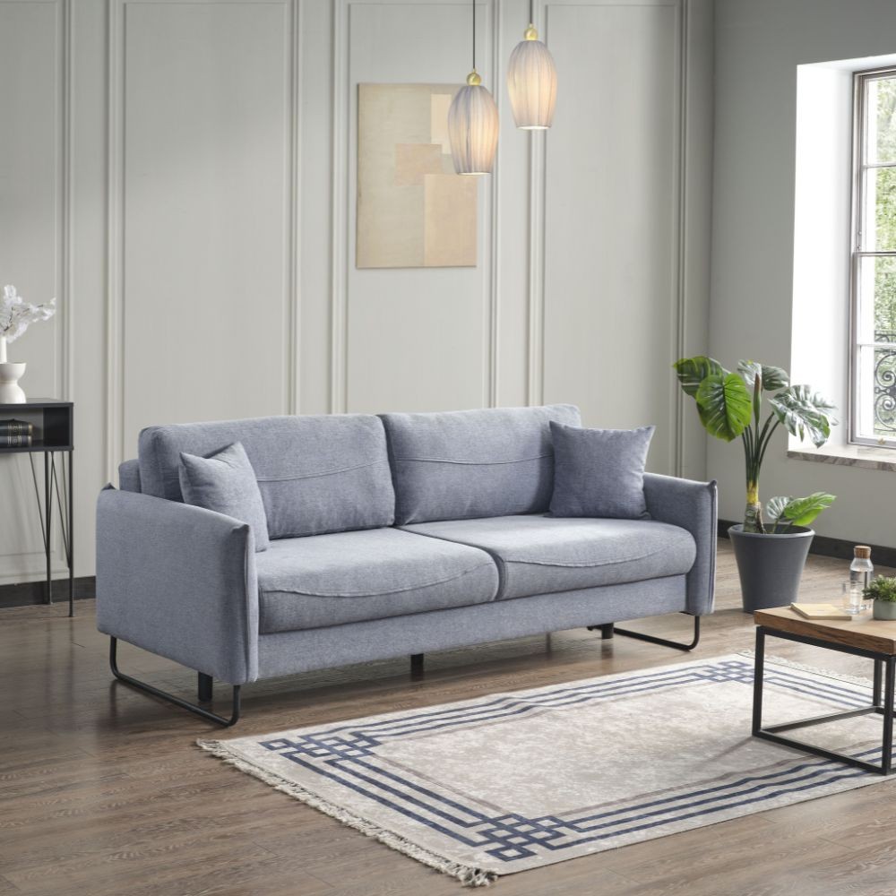 foto del prodotto divano funzione letto 3 posti tessuto grigio chiaro fly 214x108x96h