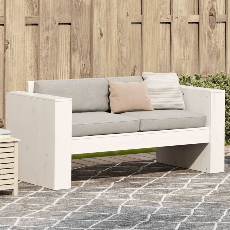foto del prodotto divano giardino 2 posti bianco 134x60x62 cm legno massello pino vidaxl