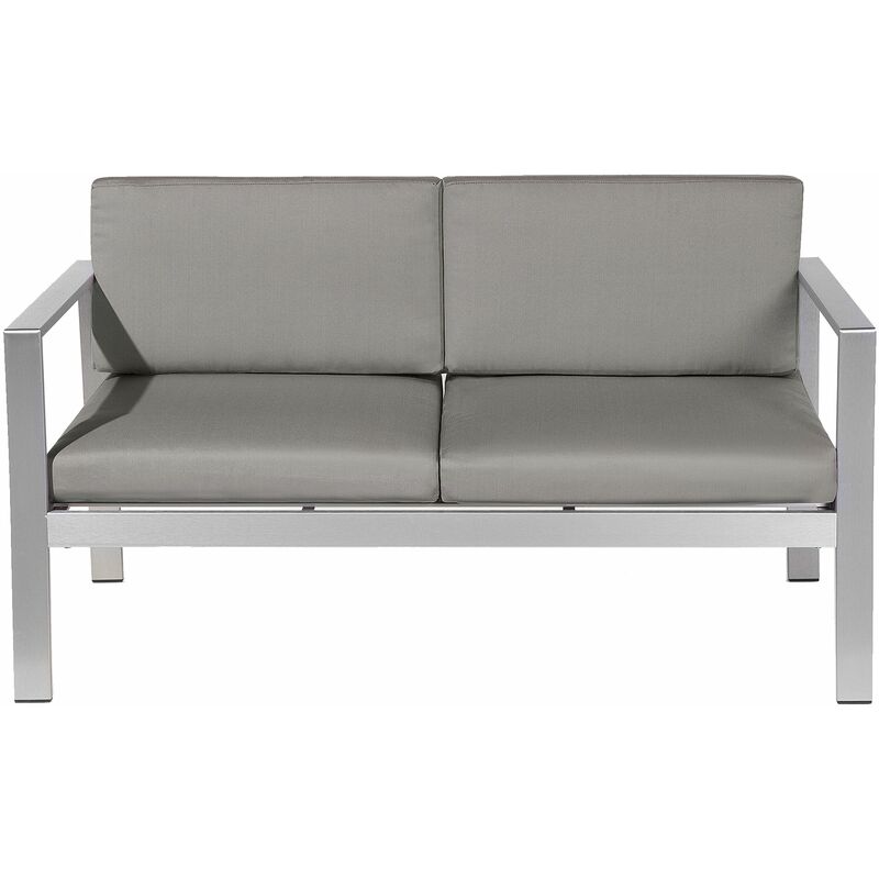 foto del prodotto divano giardino 2 posti struttura in alluminio anodizzato grigio scuro con cuscini salerno