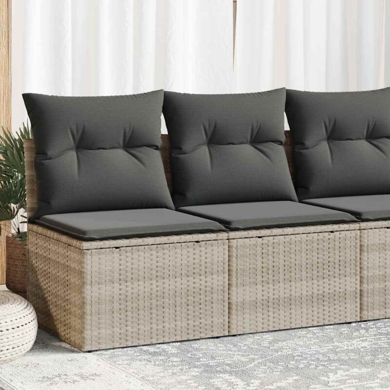 foto del prodotto divano giardino 2pz con cuscini grigio chiaro polyrattan acacia vidaxl