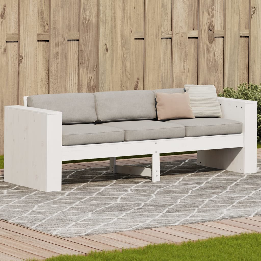 foto del prodotto divano giardino 3 posti bianco 189x60x62 cm legno massello pino