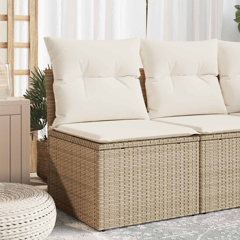 foto del prodotto divano giardino senza braccioli con cuscini beige in polyrattan