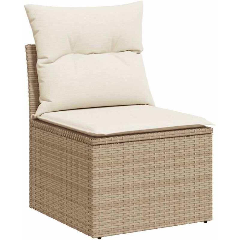 foto del prodotto divano giardino senza braccioli con cuscini beige in polyrattan vidaxl