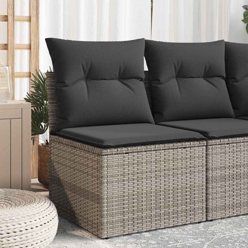 foto del prodotto divano giardino senza braccioli con cuscini grigio polyrattan vidaxl