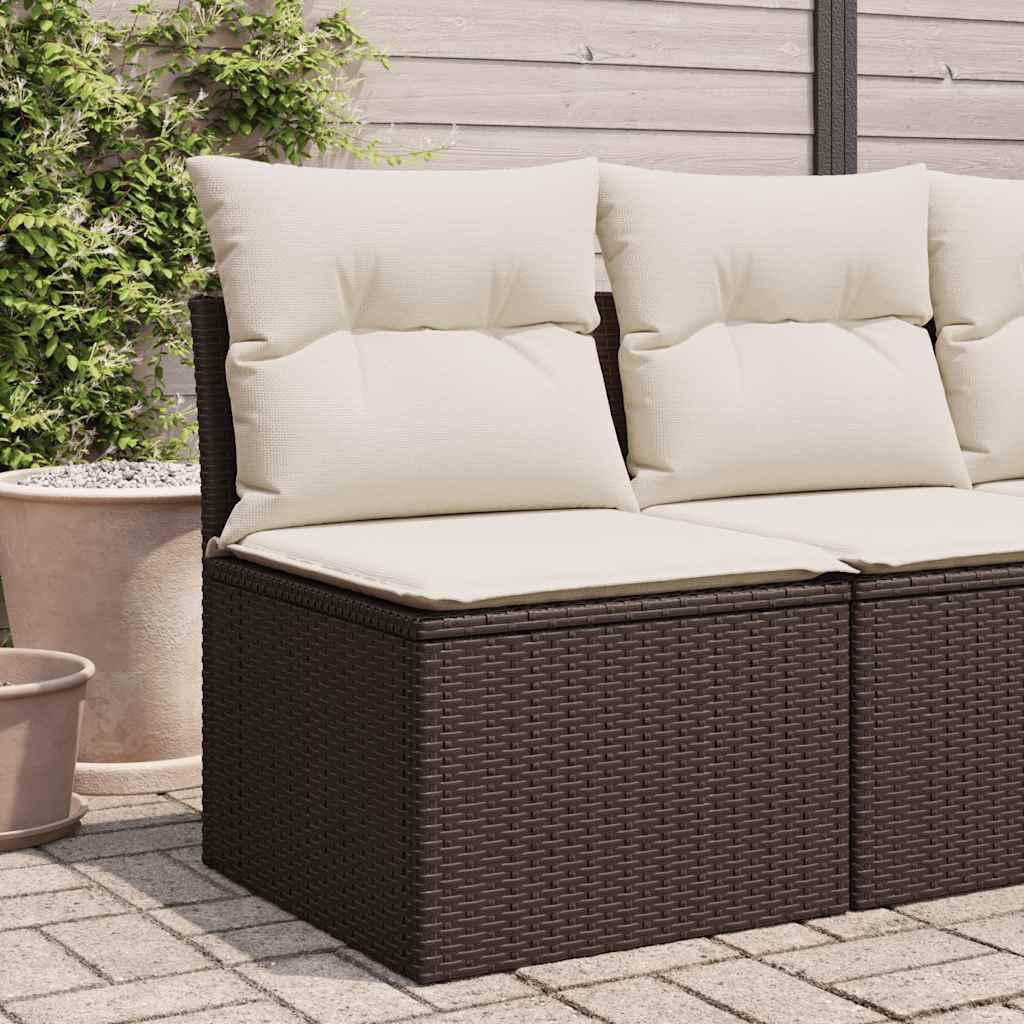 foto del prodotto divano giardino senza braccioli con cuscini polyrattan marronecod mxl 111730