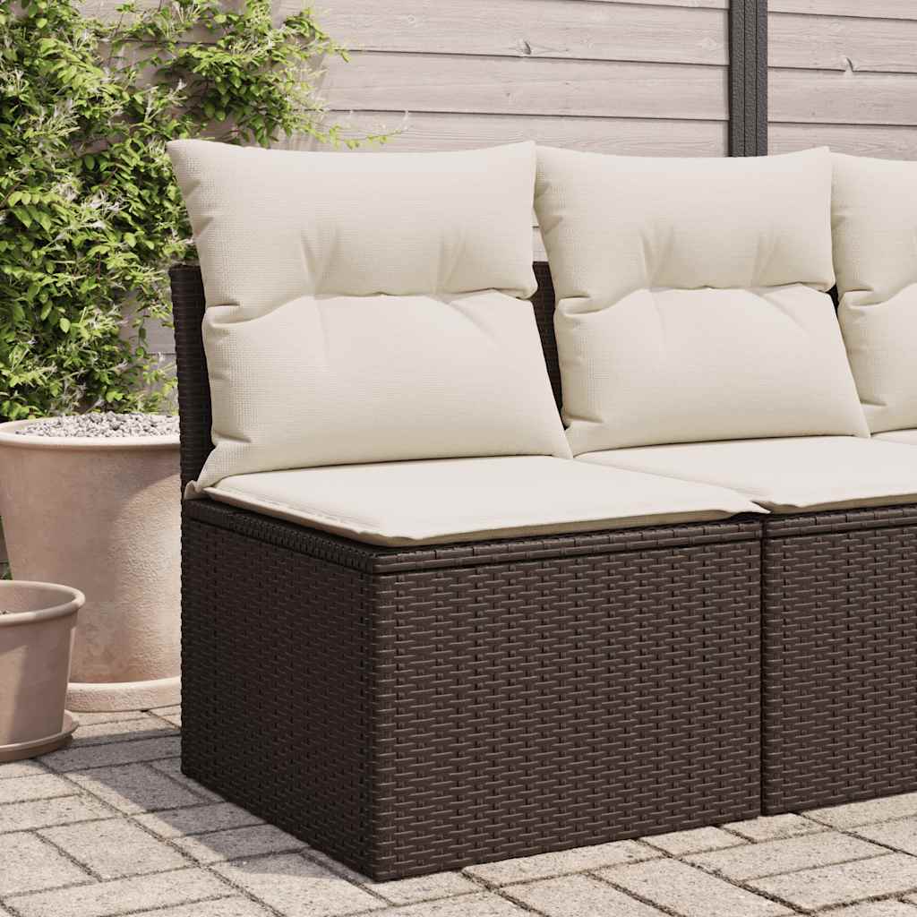 foto del prodotto divano giardino senza braccioli con cuscini polyrattan marronecod mxl 87739