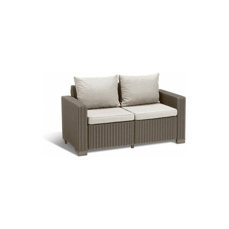 foto del prodotto divano keter california 2 posti in rattan c cuscino colore cappuccino 38666 