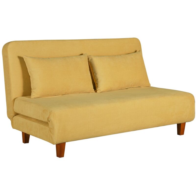 foto del prodotto divano letto 2 posti 146x91x82cm in tessuto giallo