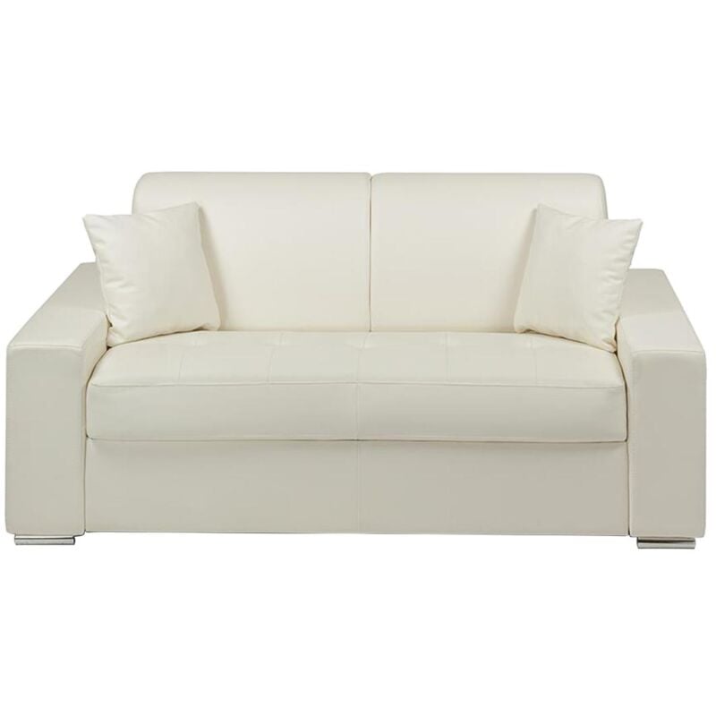 foto del prodotto divano letto 2 posti a ribalta in similpelle bianco larghezza materasso 120 cm spessore 14 cm emir