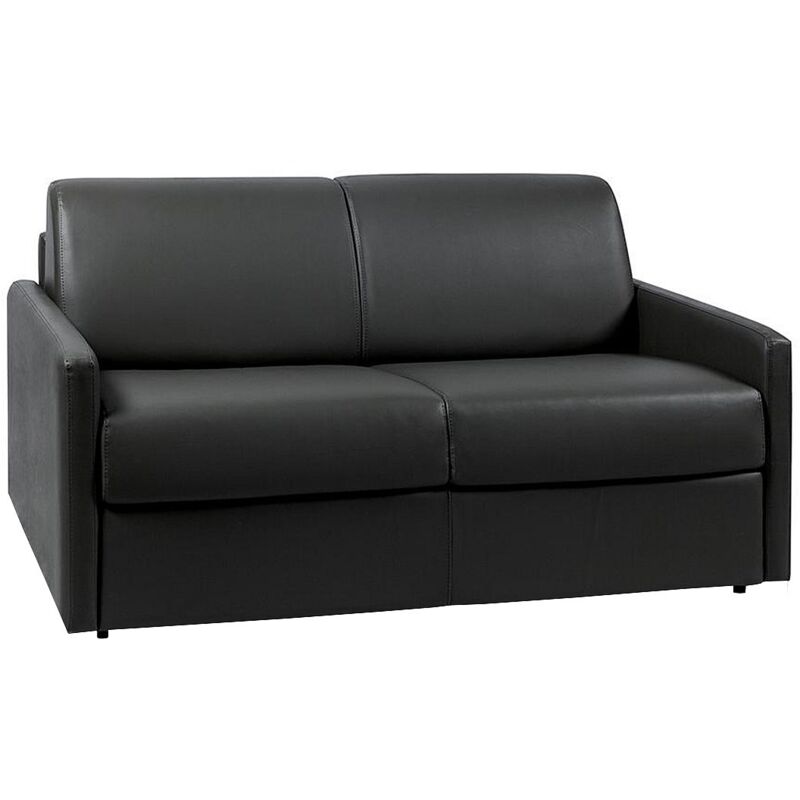 foto del prodotto divano letto 2 posti a ribalta in similpelle nero - larghezza materasso 120 cm - spessore da 14 cm - calife