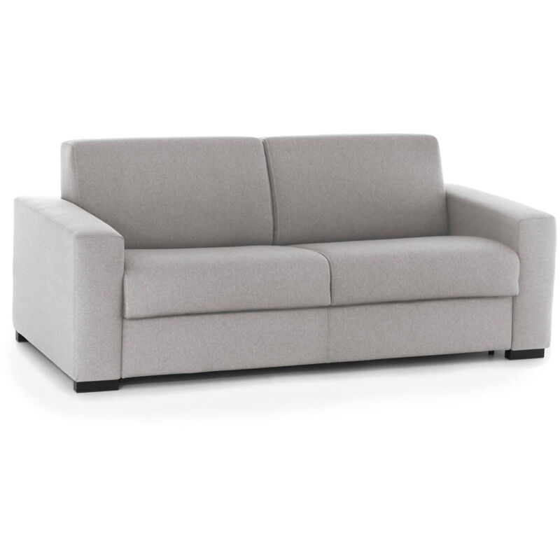 foto del prodotto divano letto 2 posti asimi, sof soggiorno con apertura girevole, tessuto imbottito, braccioli standard, 100 made in italy, cm 180x95h90, grigio
