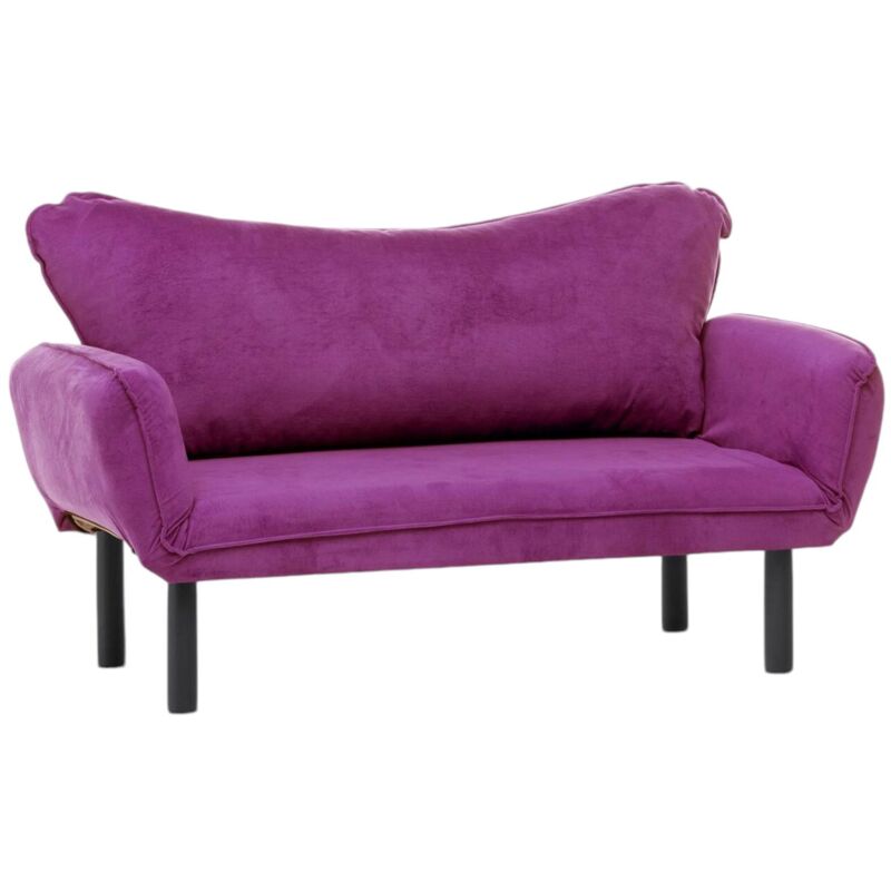 foto del prodotto divano letto 2 posti asterope, sof trasformabile, divanetto per ospiti, poltrona letto contenitore, 140x65 h70 cm, viola dmora