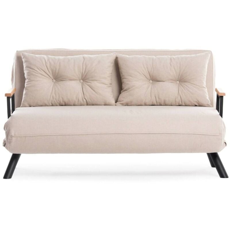 foto del prodotto divano letto 2 posti calvin, sofà trasformabile, divanetto per ospiti, poltrona letto contenitore, 133x78 h78 cm, beige - dmora
