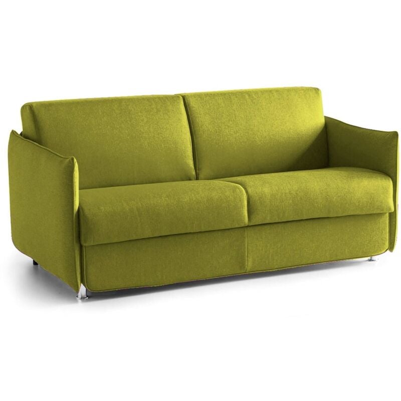 foto del prodotto divano letto 2 posti follina, sof trasformabile per salotto, imbottito, sfoderabile, qualit 100 made in italy, 160x95 h90 cm, verde dmora