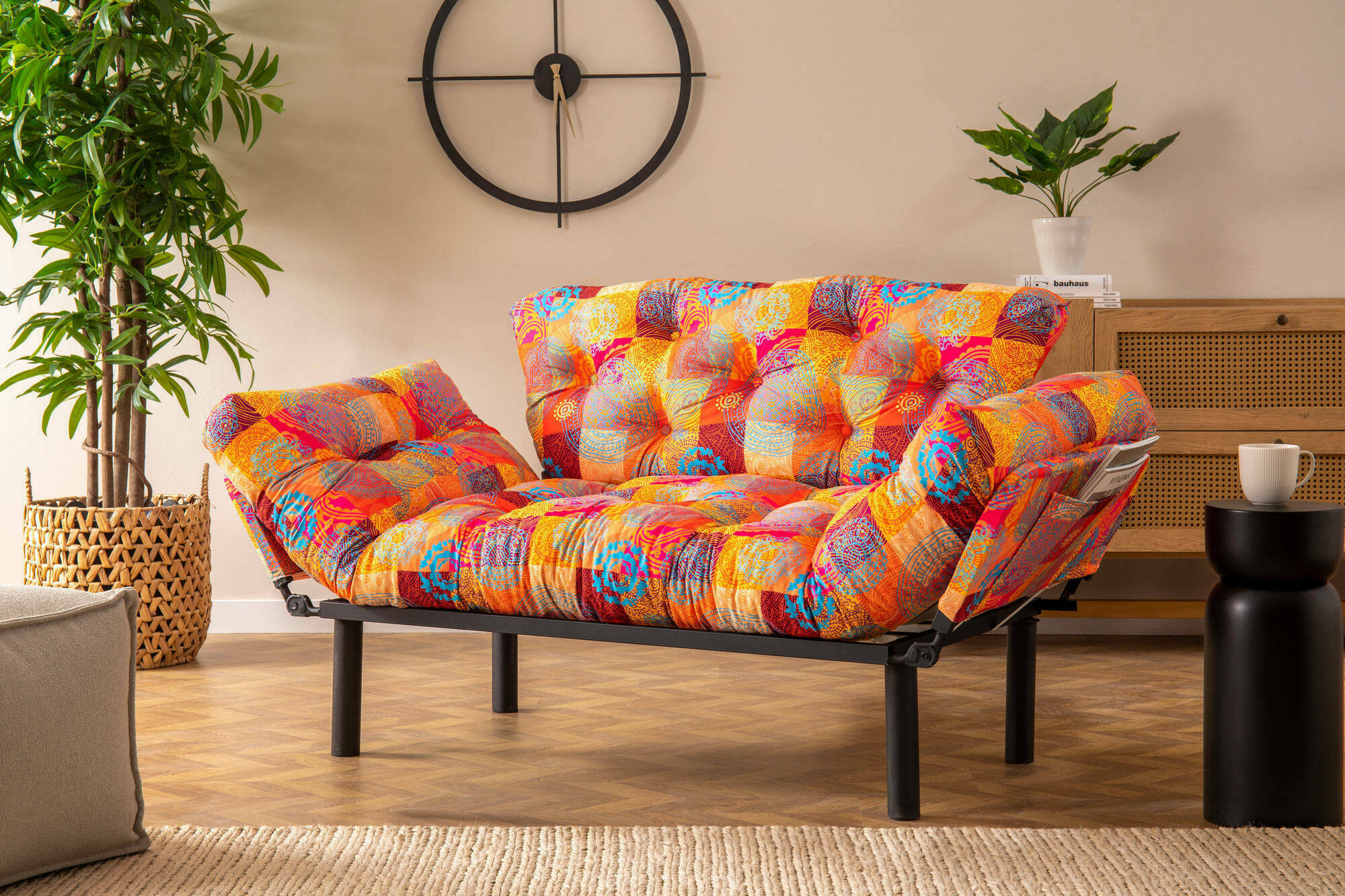 foto del prodotto divano letto 2 posti guchol, sof trasformabile, divanetto per ospiti, poltrona letto contenitore, 155x70 h80 cm, multicolore