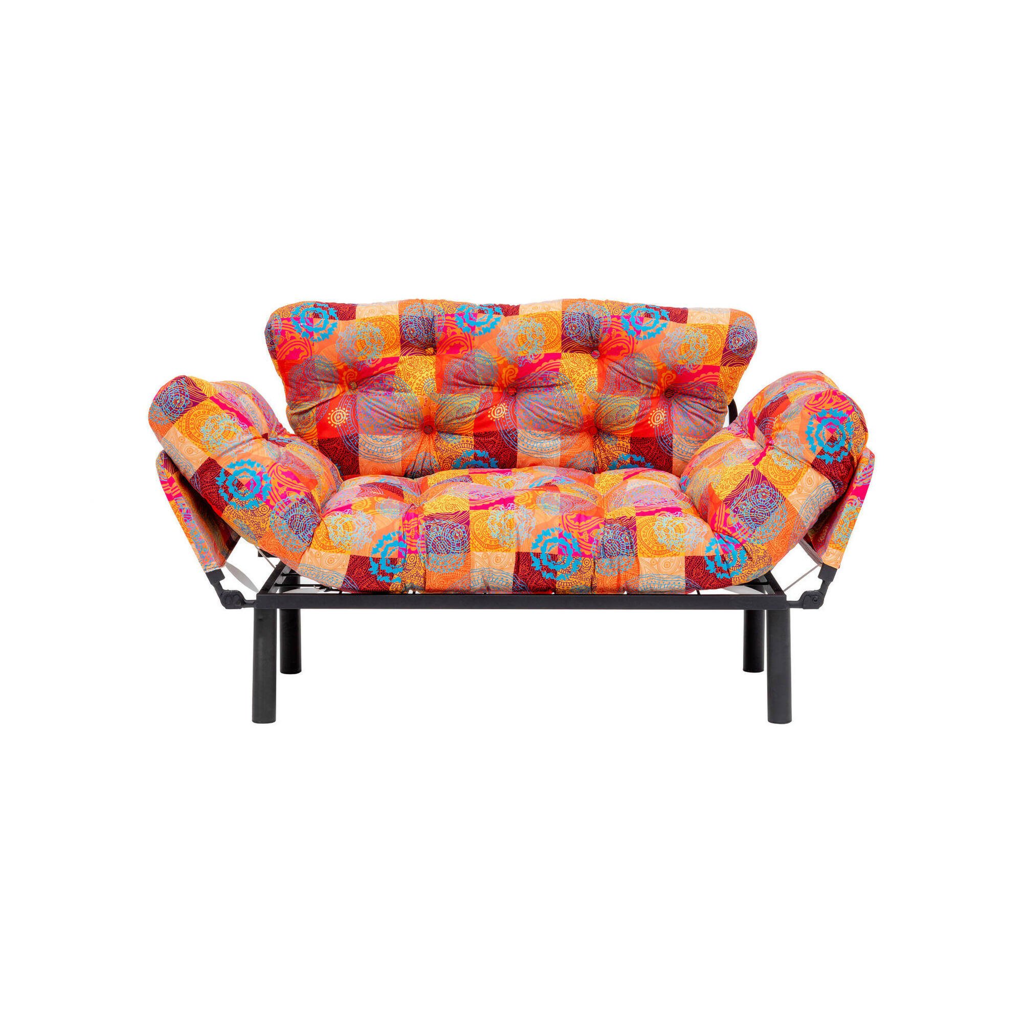 foto del prodotto divano letto 2 posti guchol, sofà trasformabile, divanetto per ospiti, poltrona letto contenitore, 155x70 h80 cm, multicolore - dmora