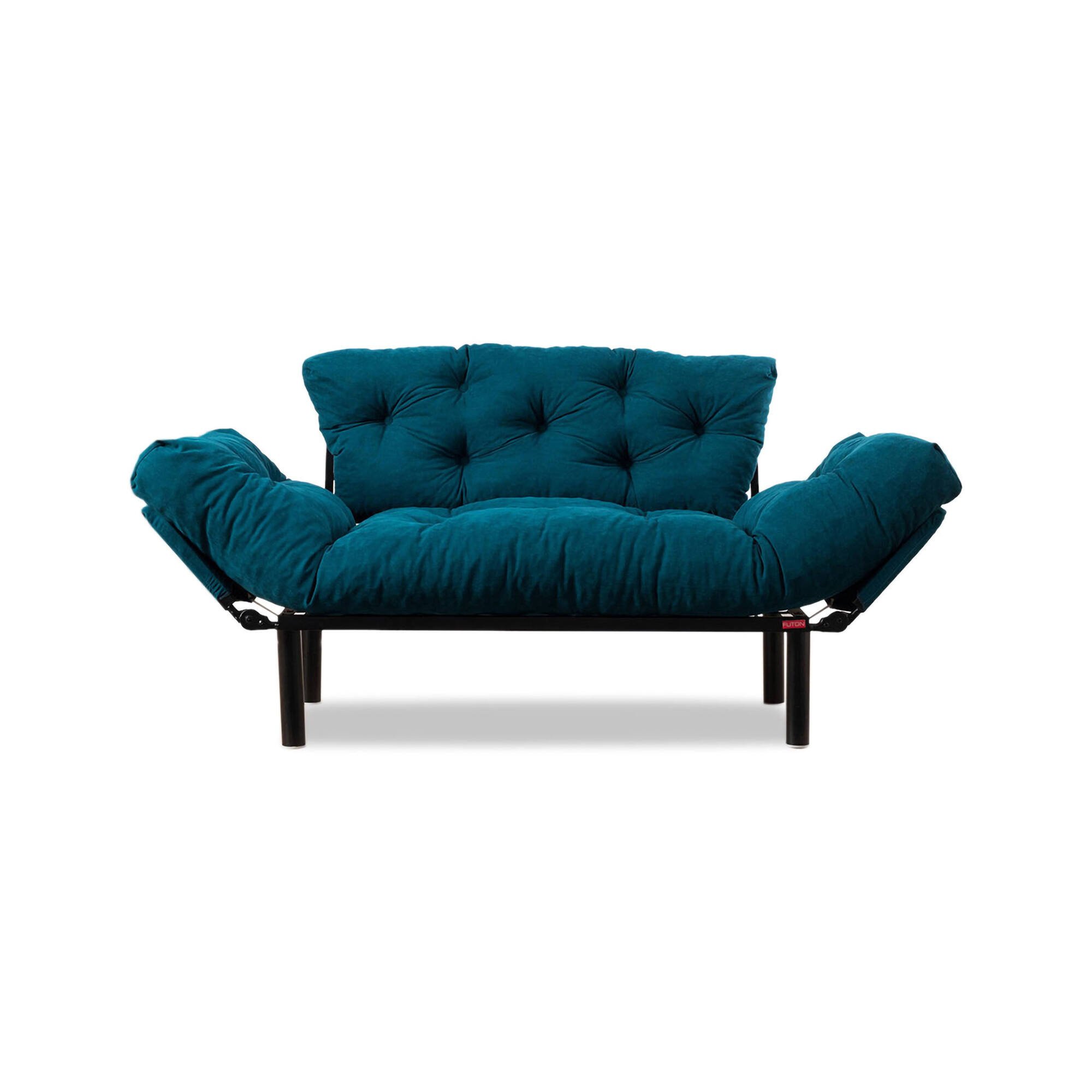 foto del prodotto divano letto 2 posti guchol, sofà trasformabile, divanetto per ospiti, poltrona letto contenitore, 155x70 h85 cm, azzurro