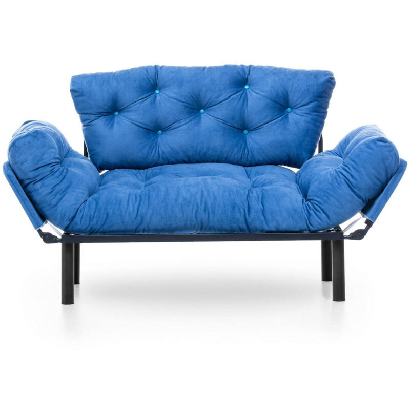 foto del prodotto divano letto 2 posti guchol, sof trasformabile, divanetto per ospiti, poltrona letto contenitore, 155x70 h85 cm, blu dmora