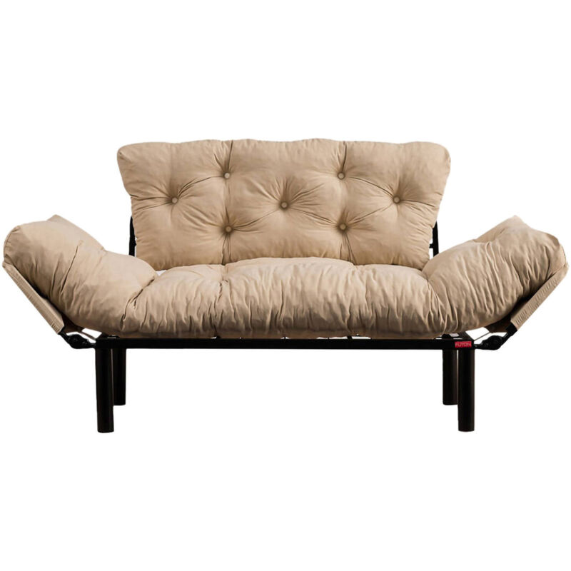 foto del prodotto divano letto 2 posti guchol, sof trasformabile, divanetto per ospiti, poltrona letto contenitore, 155x70 h85 cm, crema dmora