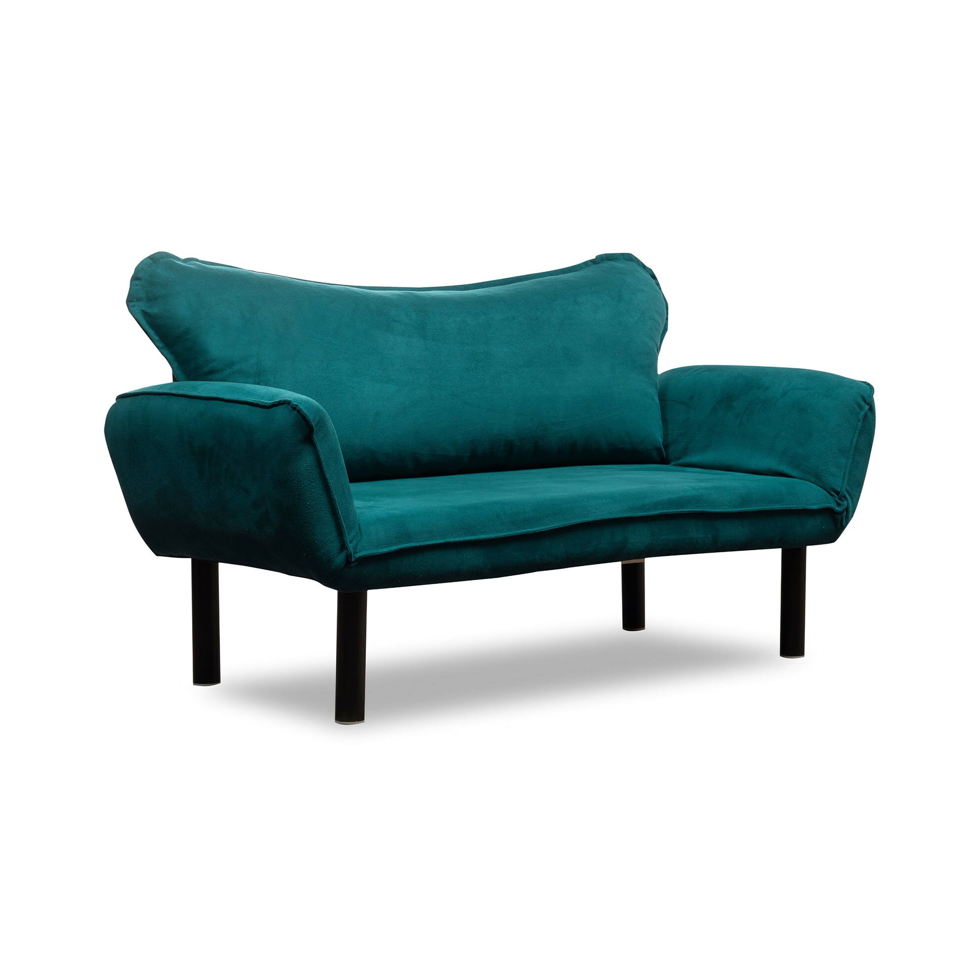 foto del prodotto divano letto 2 posti hone, sofà trasformabile, divanetto per ospiti, poltrona letto contenitore, 140x65 h70 cm, azzurro