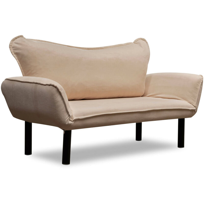 foto del prodotto divano letto 2 posti hone, sof trasformabile, divanetto per ospiti, poltrona letto contenitore, 140x65 h70 cm, crema dmora