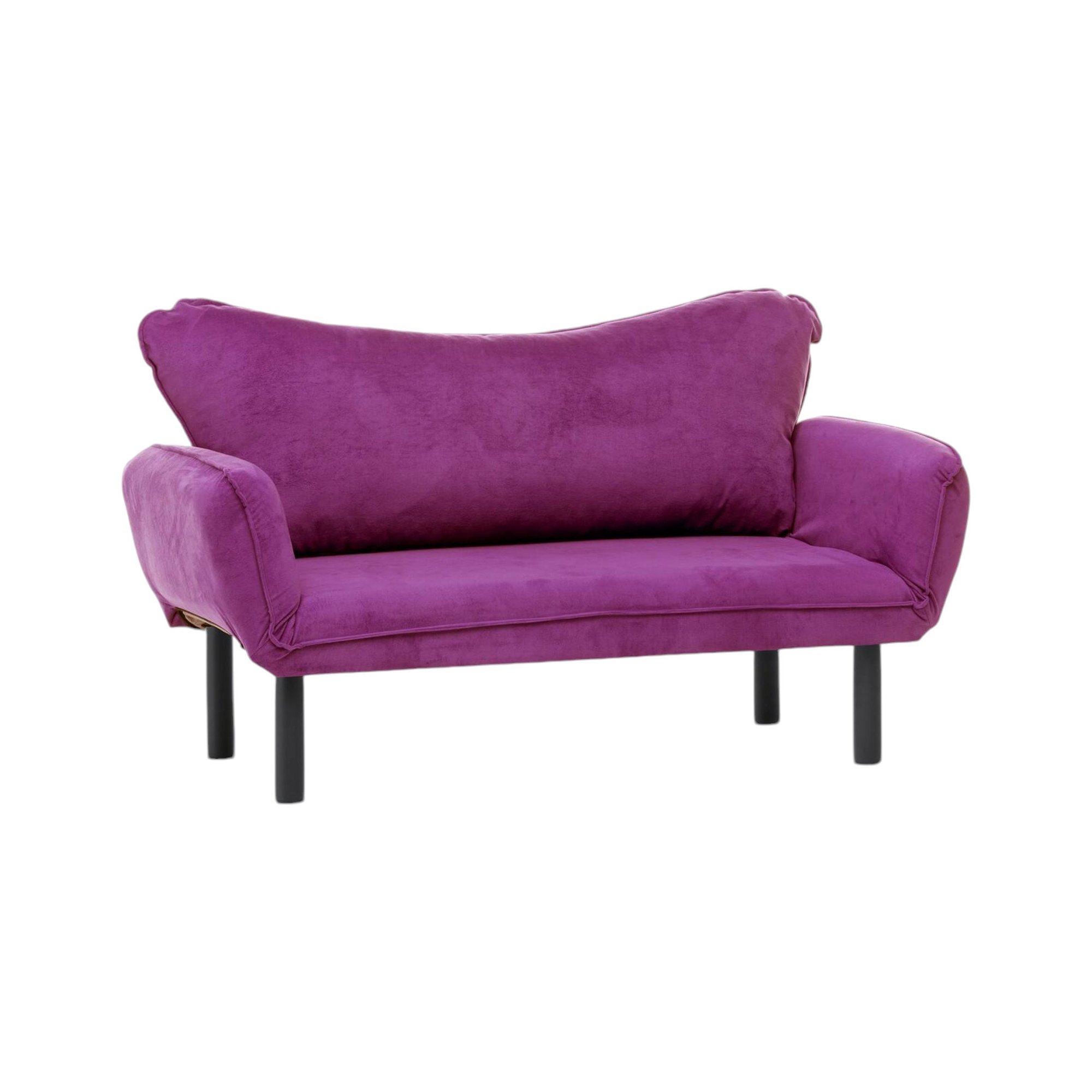 foto del prodotto divano letto 2 posti mindulle, sofà trasformabile, divanetto per ospiti, poltrona letto contenitore, 140x65 h70 cm, viola