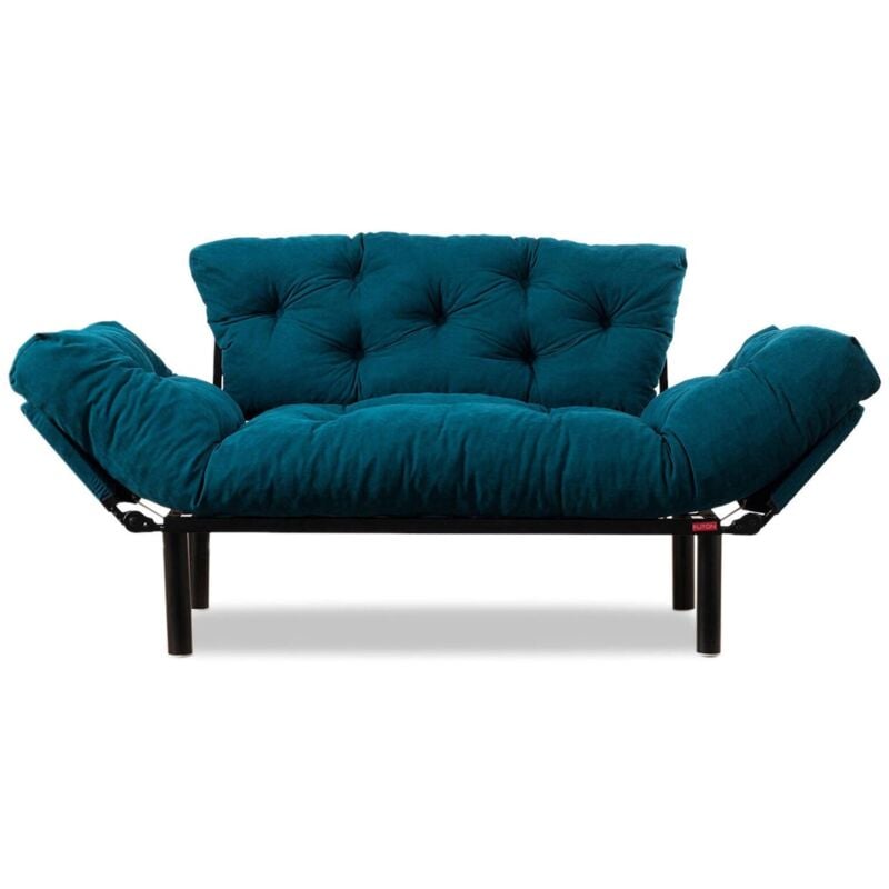 foto del prodotto divano letto 2 posti zeeusis, sof trasformabile, divanetto per ospiti, poltrona letto contenitore, 155x70 h85 cm, azzurro dmora