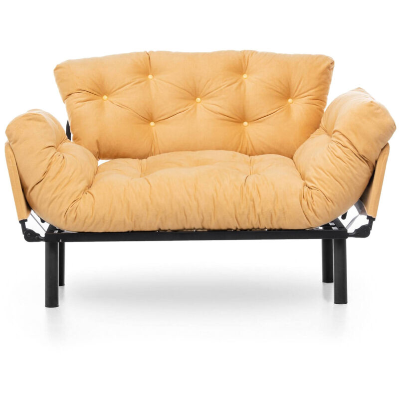 foto del prodotto divano letto 2 posti zeeusis, sof trasformabile, divanetto per ospiti, poltrona letto contenitore, 155x70 h85 cm, giallo dmora