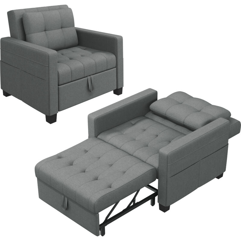 foto del prodotto divano letto 3 in 1 imbottito divano singolo con schienale regolabile divano a 1 posto per soggiorno camera da letto poltrona pieghevole ufficio