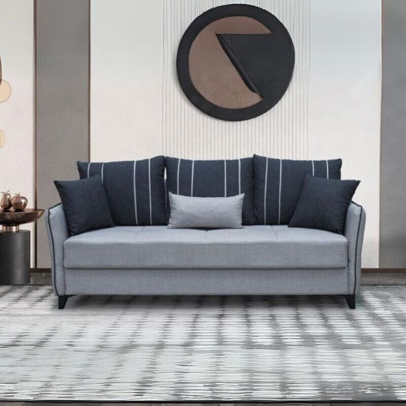 foto del prodotto divano letto 3 posti con contenitore e cuscini 210 cm grigio panama