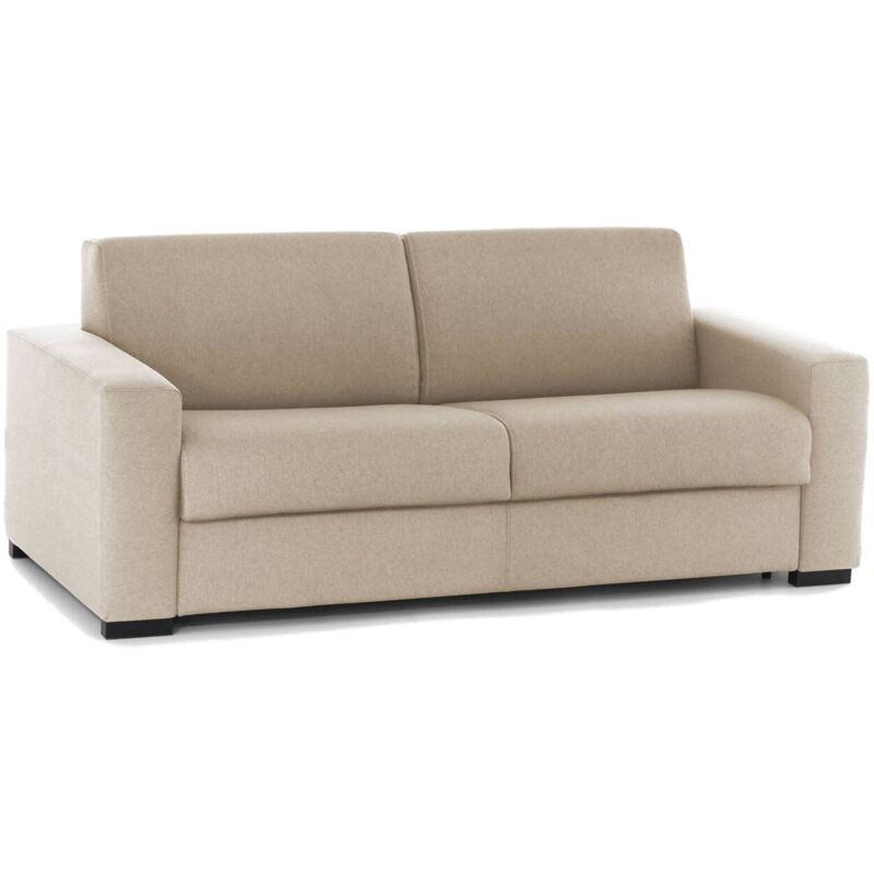 foto del prodotto divano letto 3 posti estia, sof soggiorno apertura girevole in tessuto imbottito, braccioli standard, 100 made in italy, cm 220x95h90, beige