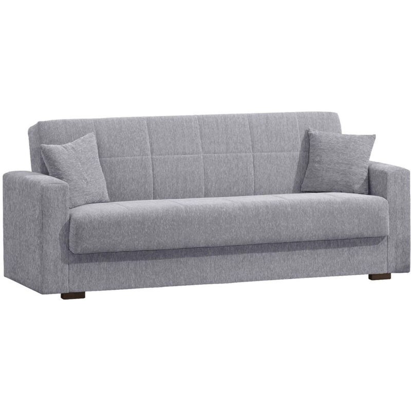 foto del prodotto divano letto 3 posti pinto, divano letto contenitore lineare, sof da soggiorno in tessuto imbottito con apertura click clack, 212x80h87 cm, grigio
