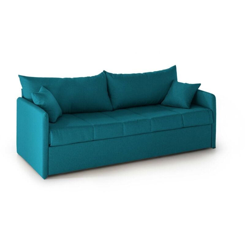 foto del prodotto divano letto 3 posti uberta, sof trasformabile per salotto, imbottito, sfoderabile, qualit 100 made in italy, 205x86 h80 cm, azzurro dmora
