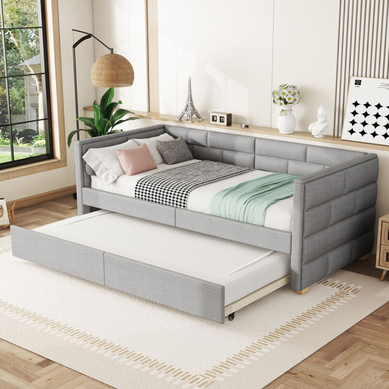 foto del prodotto divano letto 90200 cm con letto estraibile, stile minimalista, grigio