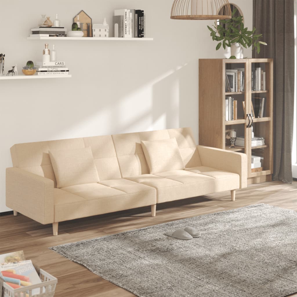 foto del prodotto divano letto a 2 posti con 2 cuscini crema in tessutocod mxl 111859