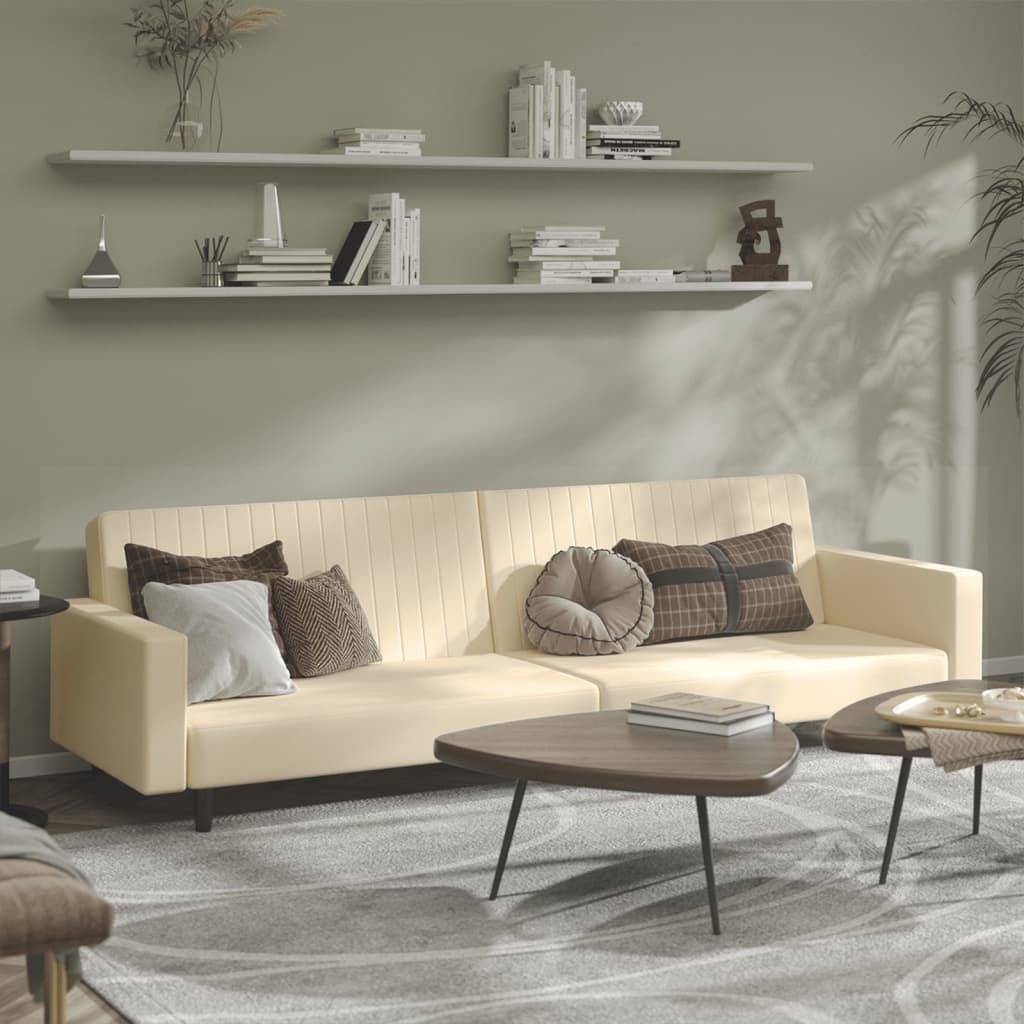 foto del prodotto divano letto a 2 posti crema in vellutocod mxl 87904