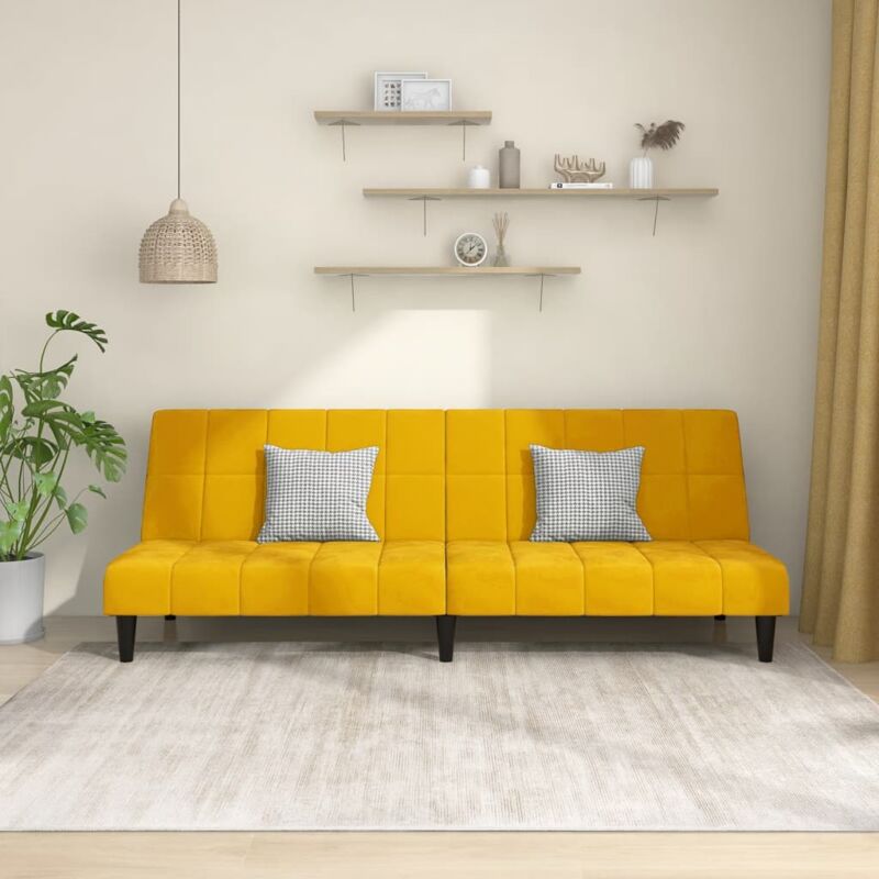foto del prodotto divano letto a 2 posti giallo in velluto vidaxl