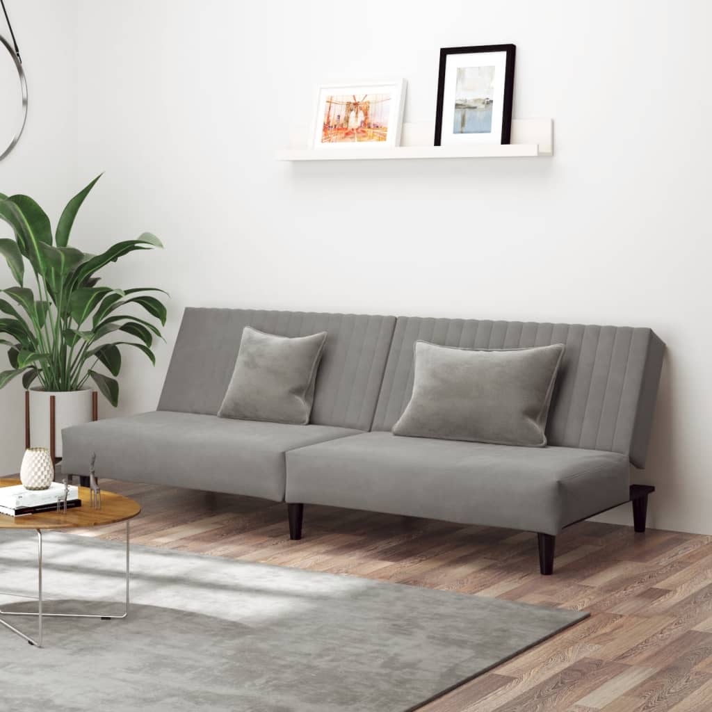 foto del prodotto divano letto a 2 posti grigio chiaro in vellutocod mxl 113245