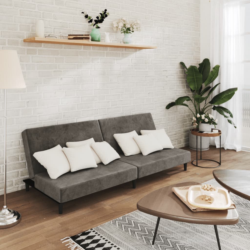foto del prodotto divano letto a 2 posti grigio scuro in vellutocod mxl 113250