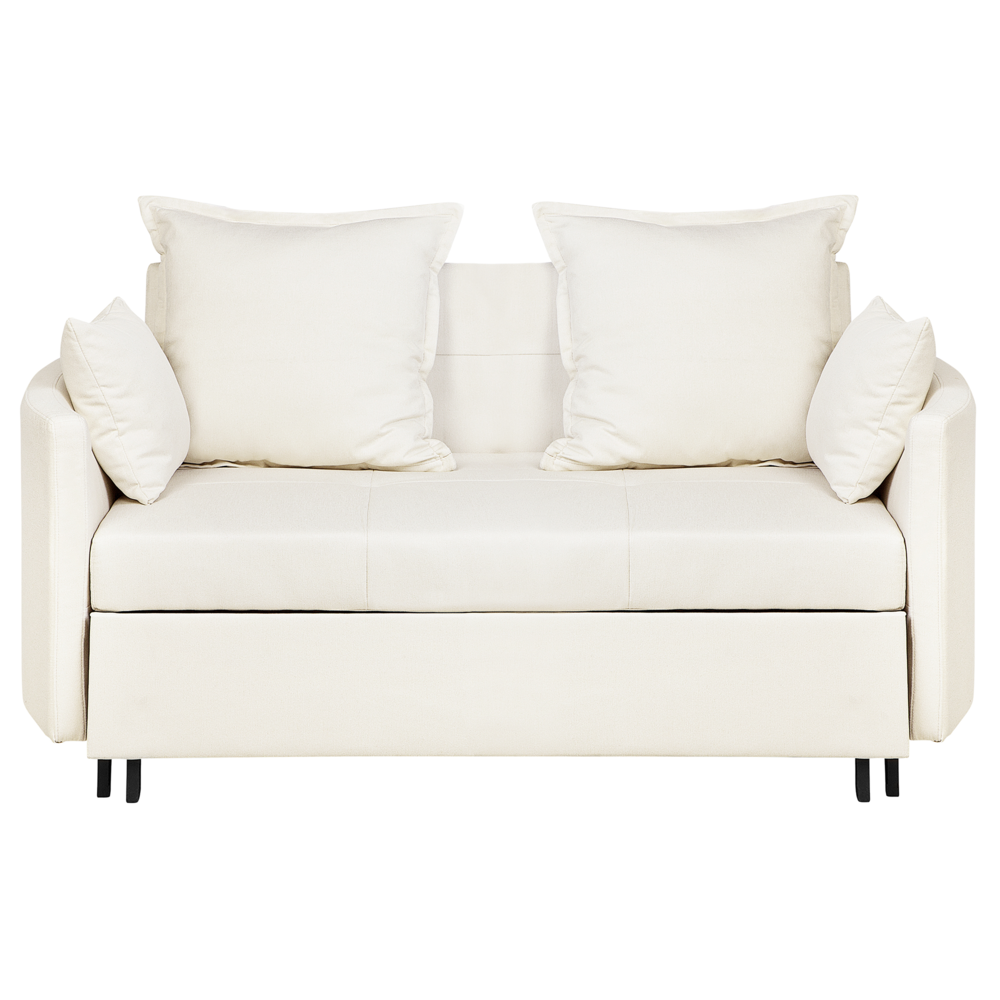 foto del prodotto divano letto a 2 posti in colore beige avorio funzione letto braccioli profilati soggiorno