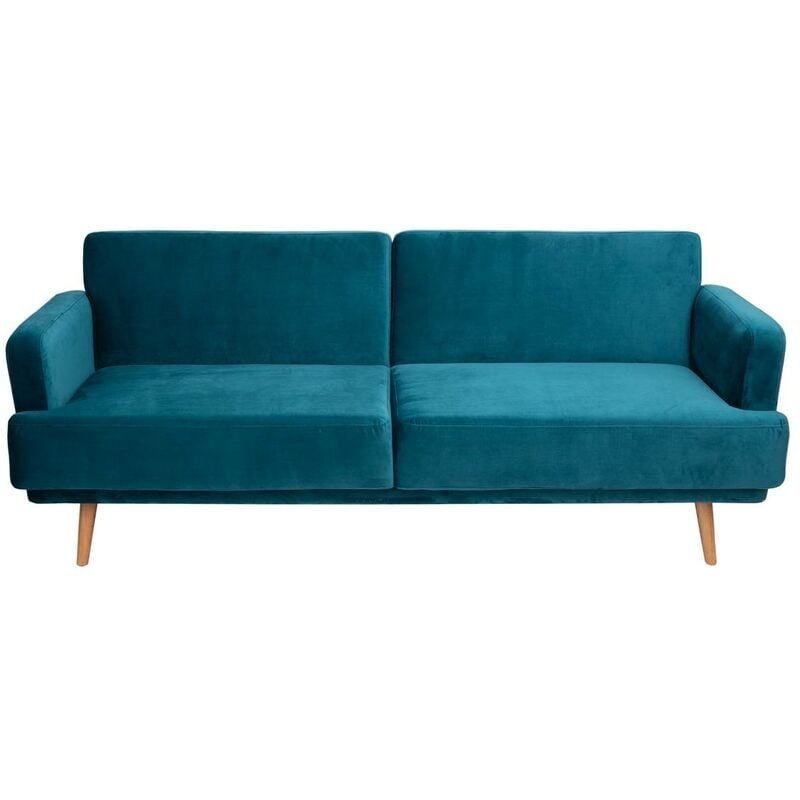 foto del prodotto divano letto a 3 posti jack in velluto blu anatra atmosphera cr ateur d int rieur