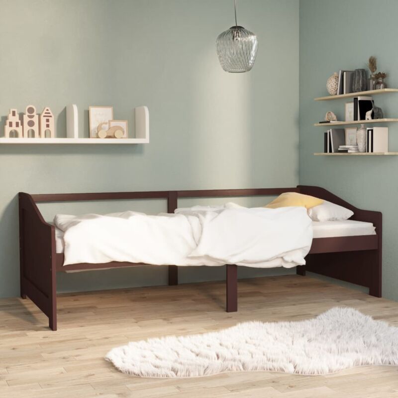 foto del prodotto divano letto a 3 posti marrone scuro massello di pino 90x200cm vidaxl