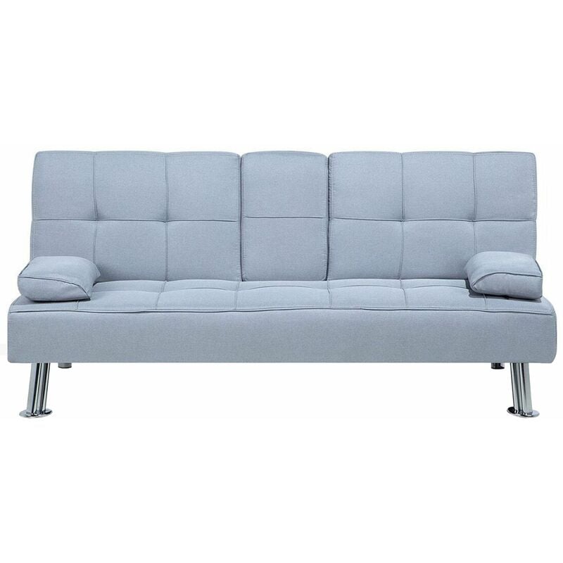 foto del prodotto divano letto a 3 posti moderno in tessuto di colore grigio chiaro salotto elegante stile moderno