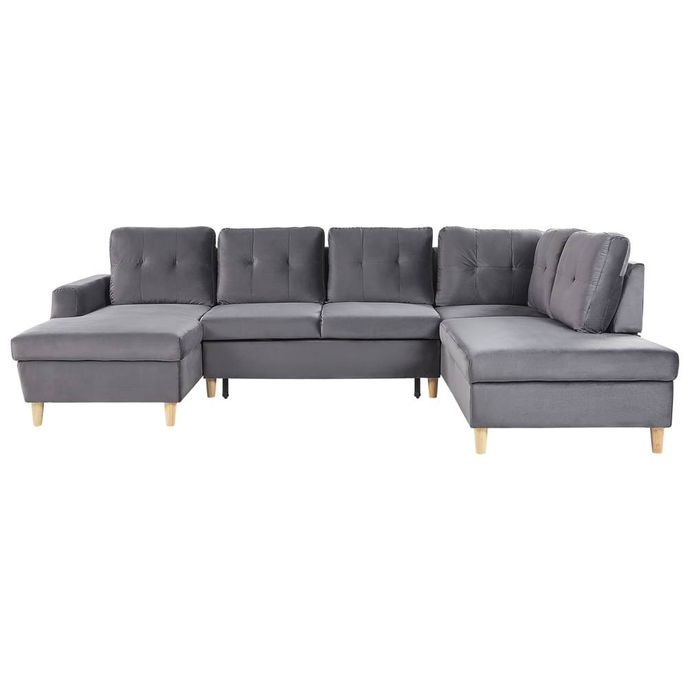 foto del prodotto divano letto a 4 posti in poliestere grigio con contenitore simmetrico moderno