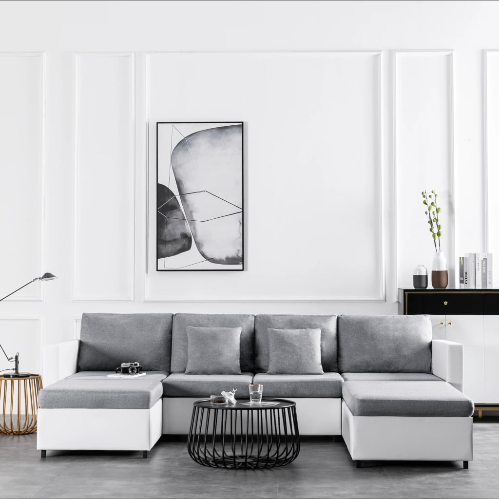 foto del prodotto divano letto a 4 posti in similpelle bianco cod mxl 25210
