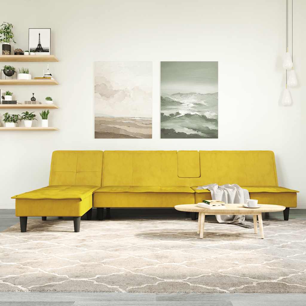 foto del prodotto divano letto a l giallo 255x140x70 cm in vellutocod mxl 117971