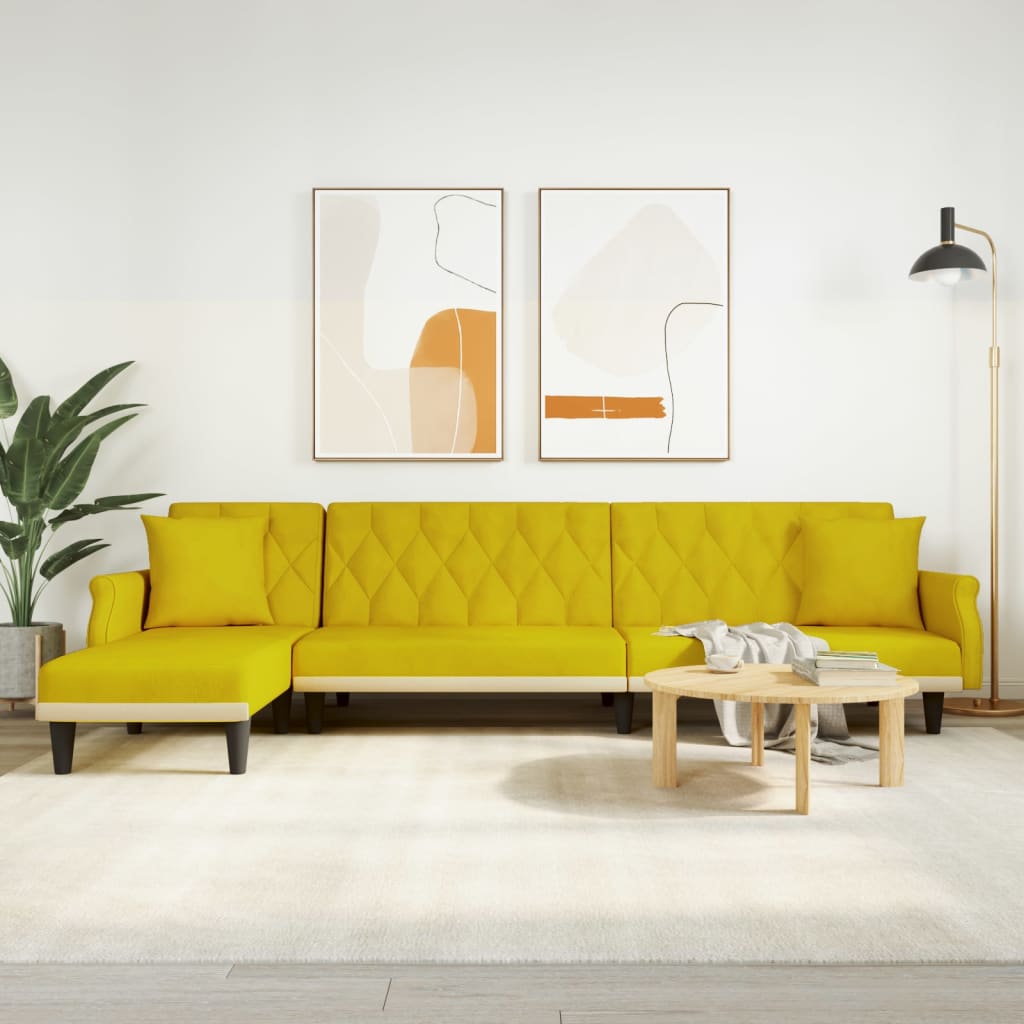 foto del prodotto divano letto a l giallo 271x140x70 cm in velluto