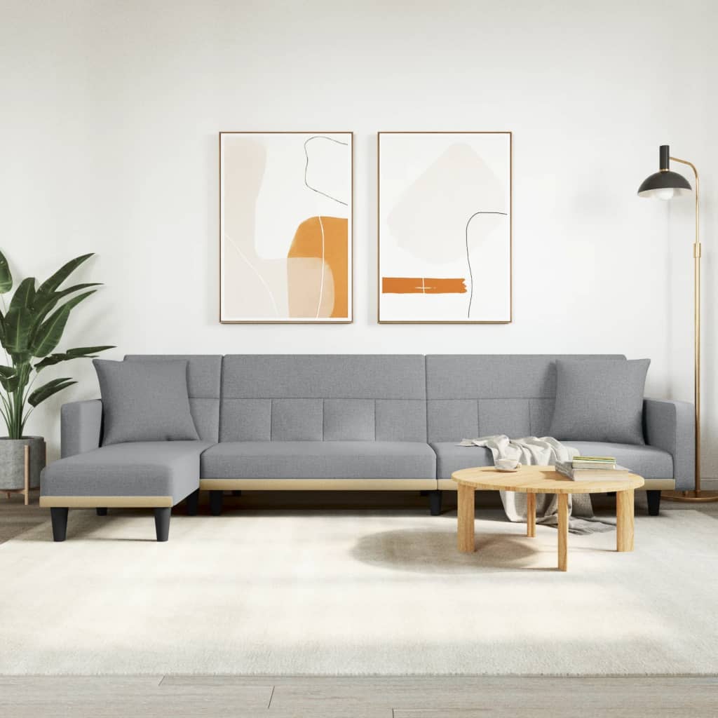 foto del prodotto divano letto a l grigio chiaro 275x140x70 cm in tessutocod mxl 117968