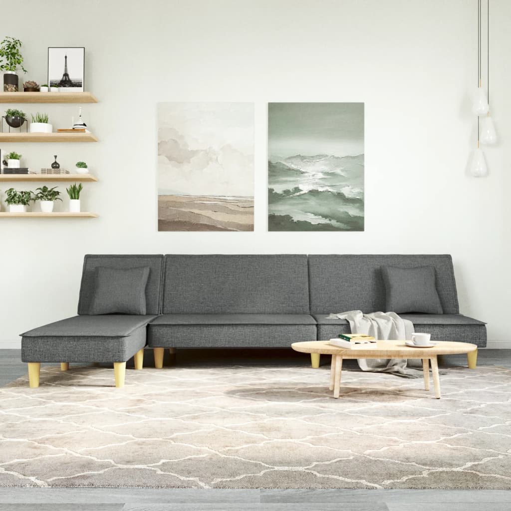 foto del prodotto divano letto a l grigio scuro 255x140x70 cm in tessutocod mxl 70027